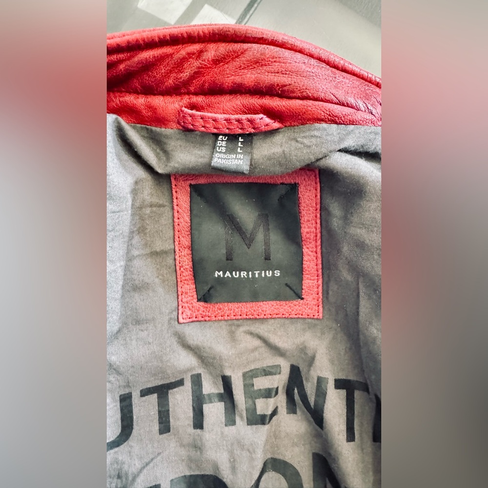 Men's Red Leather Jacket - Picture 9 of 11